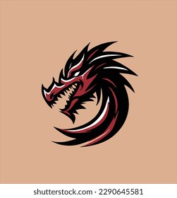 Dragon logo Vector illustration, Dragon icon sketch art illustration, gray background
