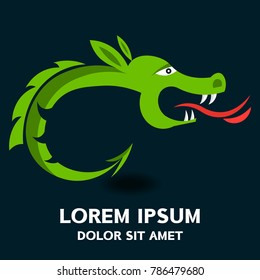 Dragon logo . Vector illustration isolated on background .
