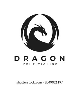 Dragon Logo vector silhouette template