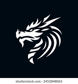 Dragon logo vektor illustration in minimalist style isolated on black background