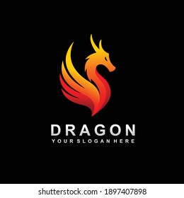 Dragon logo with wing concept