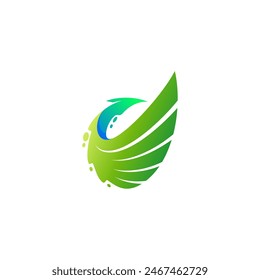 Dragon logo with wing design mythology, green color