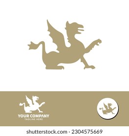logotipo de dragón con icono de alas ilustración vectorial, el logotipo del dragón mini, el dragón dorado utilizado con fines lujosos,
logotipo de dragón con un icono