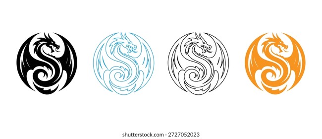Logótipos Dragon em diferentes cores e estilos para a marca