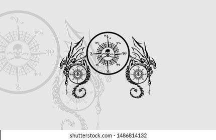 Dragon Logo,Tattoo , winged dragon circle logo, Dragon vector illustration design, for tattoo designs and other designs. dragon symbol 