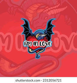 
Dragon in love mascot design