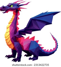 Dragon low poly style multicolor vector illustration isolated on white background