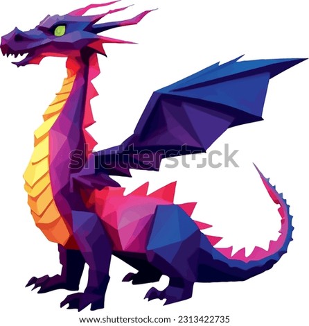 Dragon low poly style multicolor vector illustration isolated on white background