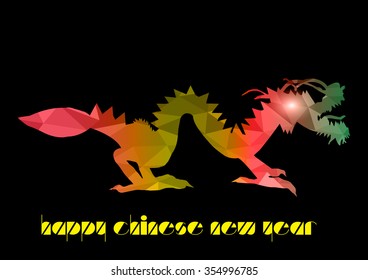 Dragon low polygon multicolor art,Chinese new year and  the one of the twelve-year Chinese culture zodiac.