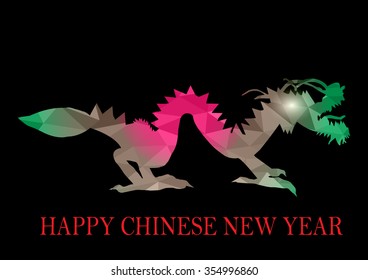 Dragon low polygon multicolor art,Chinese new year and  the one of the twelve-year Chinese culture zodiac.