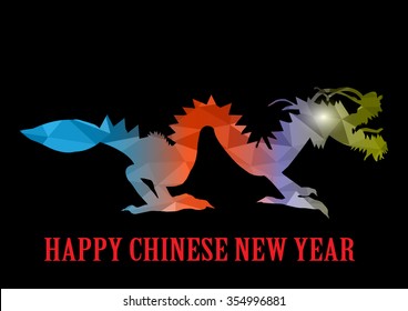 Dragon low polygon multicolor art,Chinese new year and  the one of the twelve-year Chinese culture zodiac.