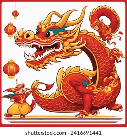 Dragon lunar new year 2024 ilustración para los logos de tu trabajo, mercadería de camisetas, pegatinas, diseños de etiquetas, afiches, tarjetas de felicitación y publicidad para entidades de negocios o marcas.