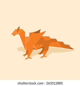 Dragon made of paper in a flat style