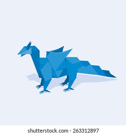 Dragon made of paper in a flat style