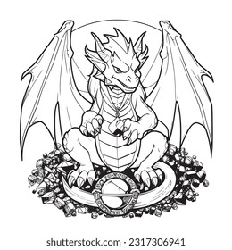 Dragon, Magical coloring book with fairy tale animals. Color enchanting creatures like Griffins , Phoenix, Dragon and mermaids. Let your imagination roam.