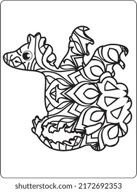 Dragon Mandala Coloring Pages for Kids. Hand drawn vector illustration with geometric and floral elements. Original hand drawn Dragon. Hand drawn decorative vector illustration for coloring