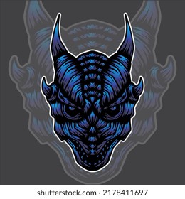 dragon mascot in black and white illustration