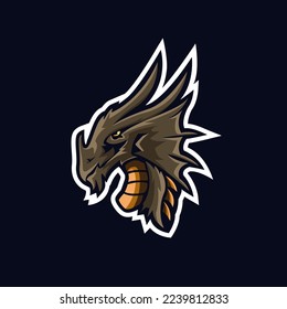 Dragon mascot e sport logo design vector