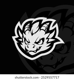 Dragon mascot esport illustration, black white