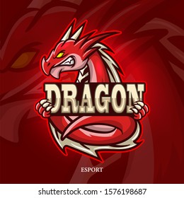 Dragon mascot esport logo design.