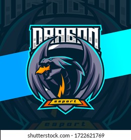 dragon mascot esport logo design
