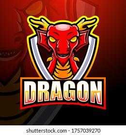 Dragon mascot esport logo design