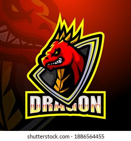 Dragon mascot esport logo design 