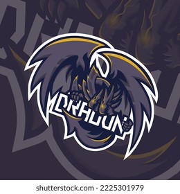 Dragon mascot esport logo design premium vector