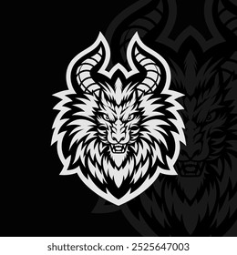 Dragon mascot esport logo design, black white