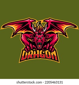dragon mascot gaming logo illustration
