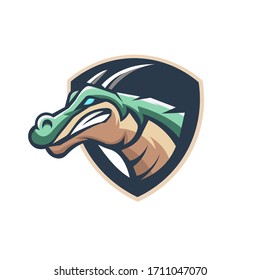 Dragon mascot logo design with modern illustration concept style for badge, emblem and t shirt printing. Angry dragon illustration for sport and e-sport team.