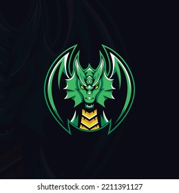 Diseño del logo de la mascota Dragon con un concepto moderno de ilustración para imprimir insignias, emblemas y camisetas. ilustración de la cabeza del dragón.