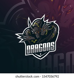 dragon mascot logo design vector with modern illustration concept style for badge, emblem and tshirt printing. angry dragon illustration for sport team.