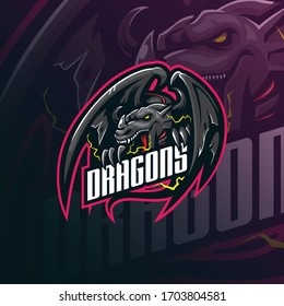 dragon mascot logo design vector with modern illustration concept style for badge, emblem and tshirt printing. angry dragon illustration for sport and esport team.