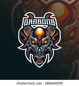 dragon mascot logo design vector with modern illustration concept style for badge, emblem and tshirt printing. head dragon illustration for sport team.
