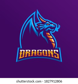 Dragon mascot logo design vector with modern illustration concept style for badge, emblem and t shirt printing. Angry Dragon illustration for e-sport team