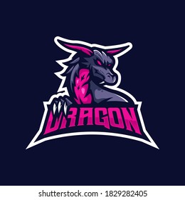 Dragon mascot logo design vector with modern illustration concept style for badge, emblem and t shirt printing. Angry Dragon illustration for e-sport team