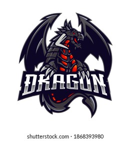 Dragon mascot logo design vector with modern illustration concept style for badge, emblem and t-shirt printing. Angry dragon logo with white background