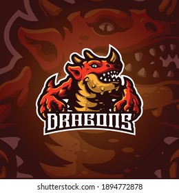 dragon mascot logo design vector with concept style for badge, emblem and tshirt printing.
