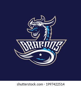 Dragon mascot logo design vector with modern illustration concept style for badge, emblem and t shirt printing. Angry dragon illustration for sport and esport team.