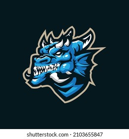 Dragon mascot logo design vector with modern illustration concept style for badge, emblem and t shirt printing. Angry dragon illustration for sport and esport team.