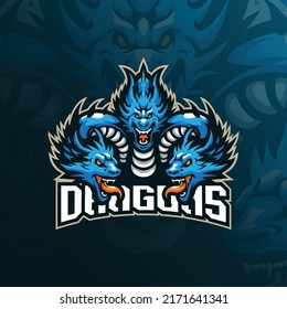 Dragon mascot logo design vector with modern illustration concept style for badge, emblem and t shirt printing. Angry dragon illustration for sport and esport team.