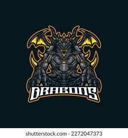 Dragon mascot logo design vector with modern illustration concept style for badge, emblem and t shirt printing. Angry dragon illustration for sport and esport team.