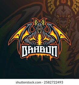 Dragon mascot logo design vector with modern illustration concept style for badge, emblem and t shirt printing. Angry dragon illustration for sport team.