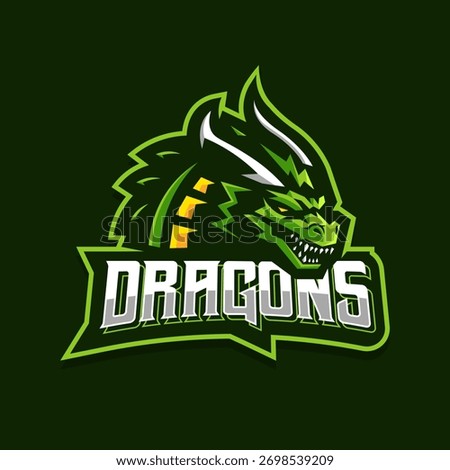 Dragon mascot logo design vector with modern illustration concept style for badge, emblem and t-shirt printing. Illustration of angry dragons in green