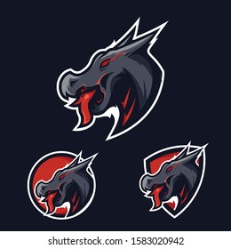 Dragon mascot logo head vector