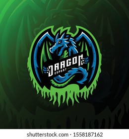 dragon mascot logo illustration. dragon mascot gaming esport logo.