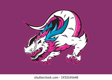 DRAGON MASCOT LOGO ILLUSTRATION VECTOR