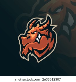 Dragon mascot logo with modern illustration concept style for badge, emblem and t shirt printing. Dragon illustration.