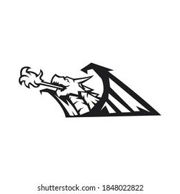 dragon mascot logo outline version. dragons logo in sport style, mascot logo illustration design vector
